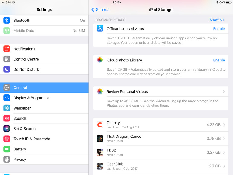 iOS 11 tips - offload apps