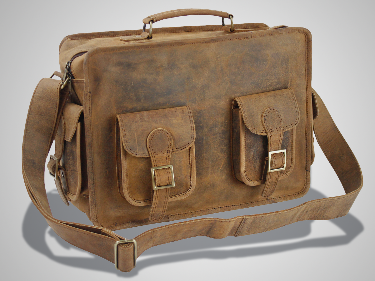 SCARAMANGA LEATHER VINTAGE FLIGHT BAG (£117)