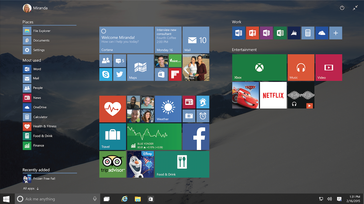 Full-screen icon collage in Windows 10