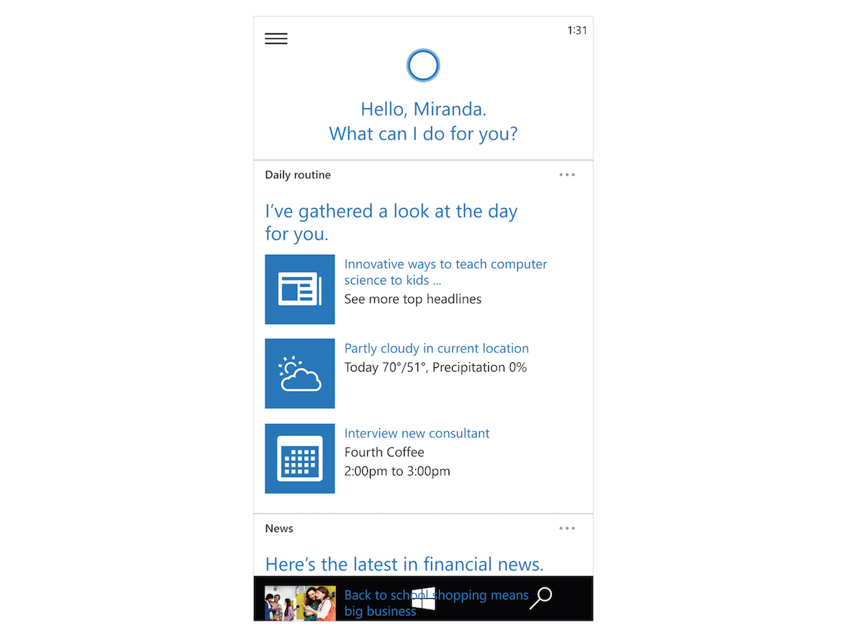 Cortana in Windows 10