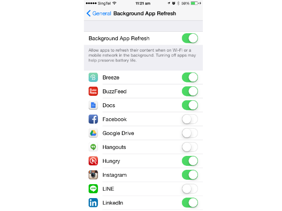 Stop apps refreshing in the background