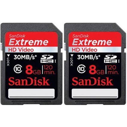 SanDisk 8GB Extreme HD Video SDHC Card - Twin Pack