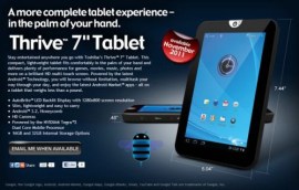 Toshiba Thrive 7in tablet surfaces