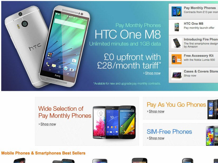 Amazon UK now selling mobile phones on contract