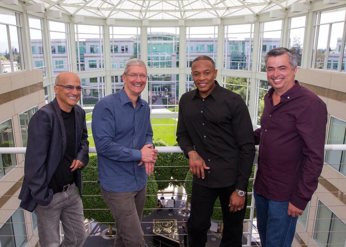 Jimmy Iovine, Tim Cook, Dr. Dre, and Eddy Cue