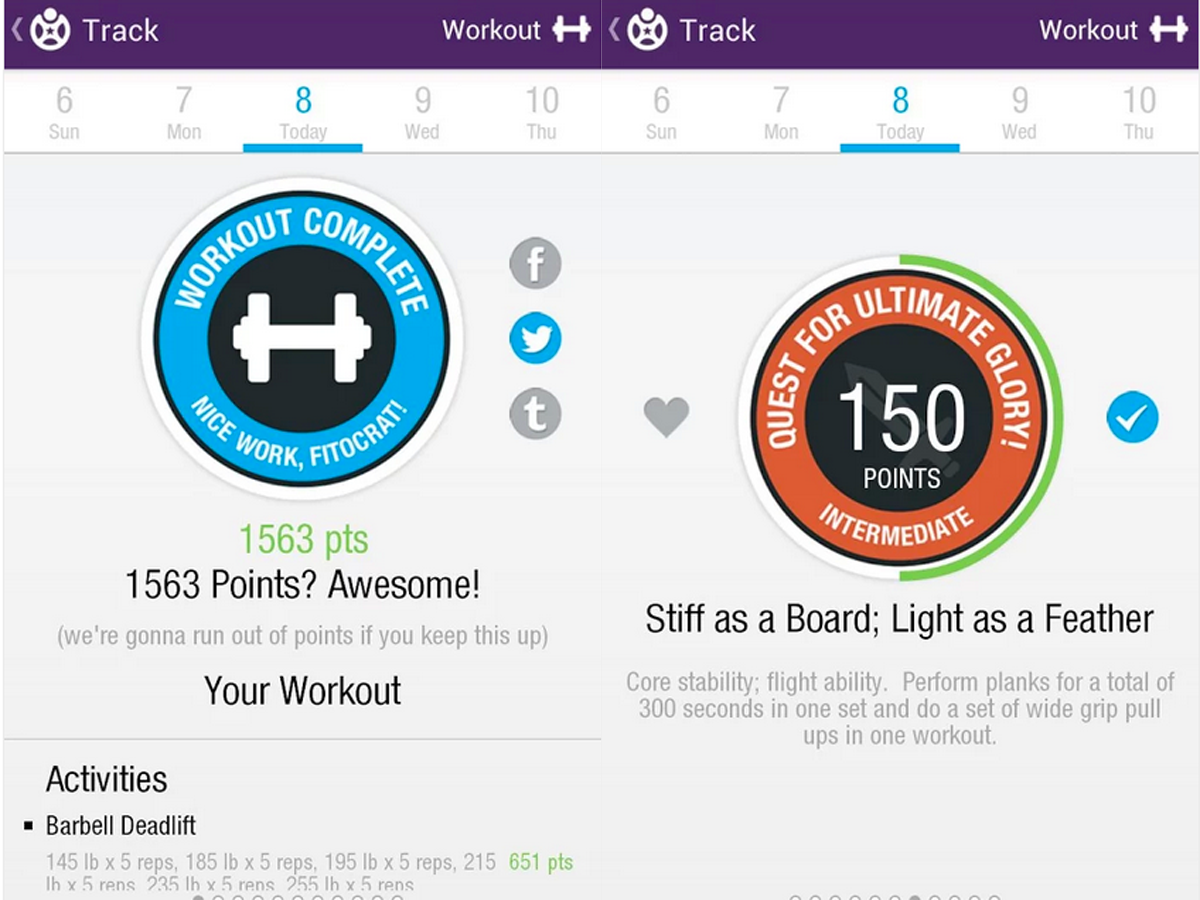 Best cloud app - Fitocracy