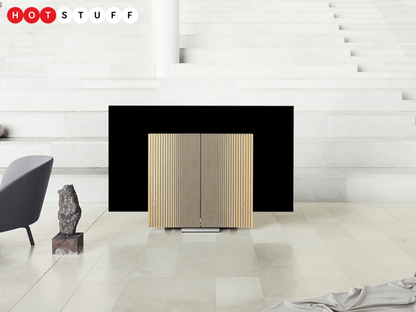 The Beovision Harmony 65in is a sculptural television that folds away