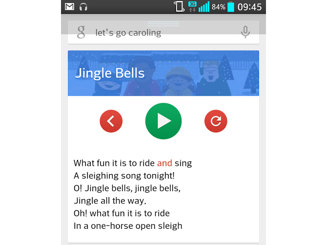 Google Now caroling