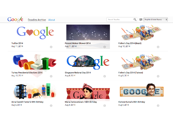 View Google Doodles of yesteryear