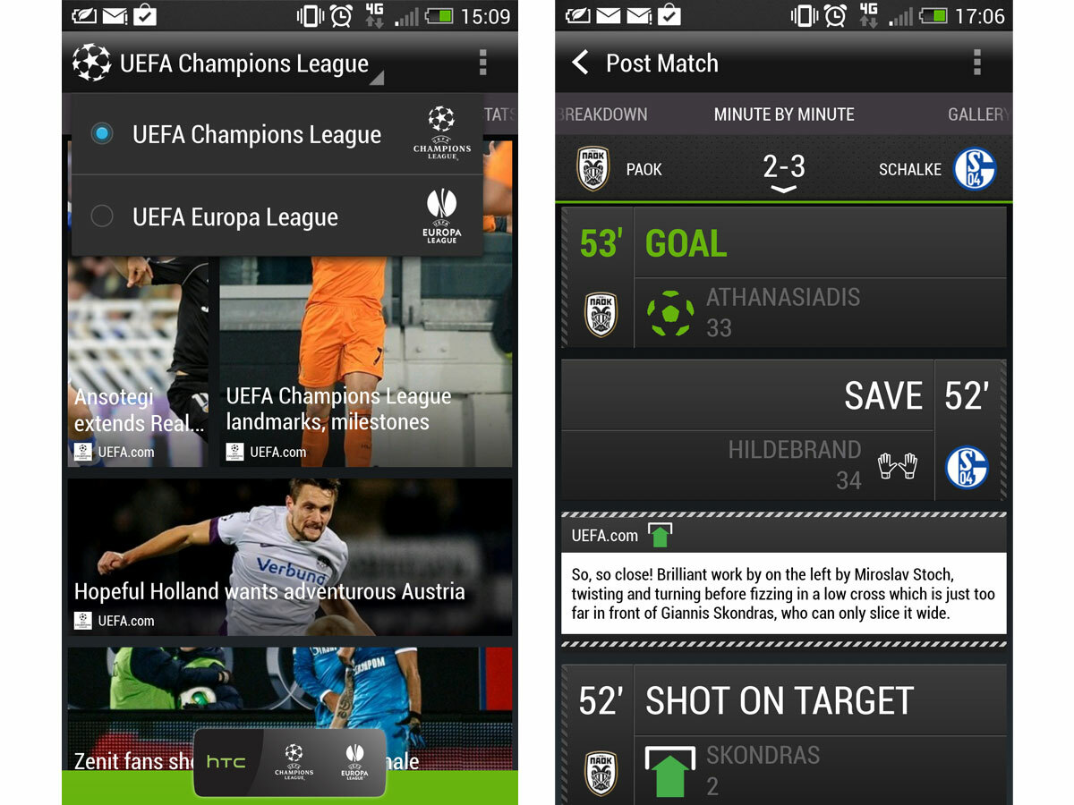 HTC FootballFeed brings BlinkFeed-style stats to your Android phone