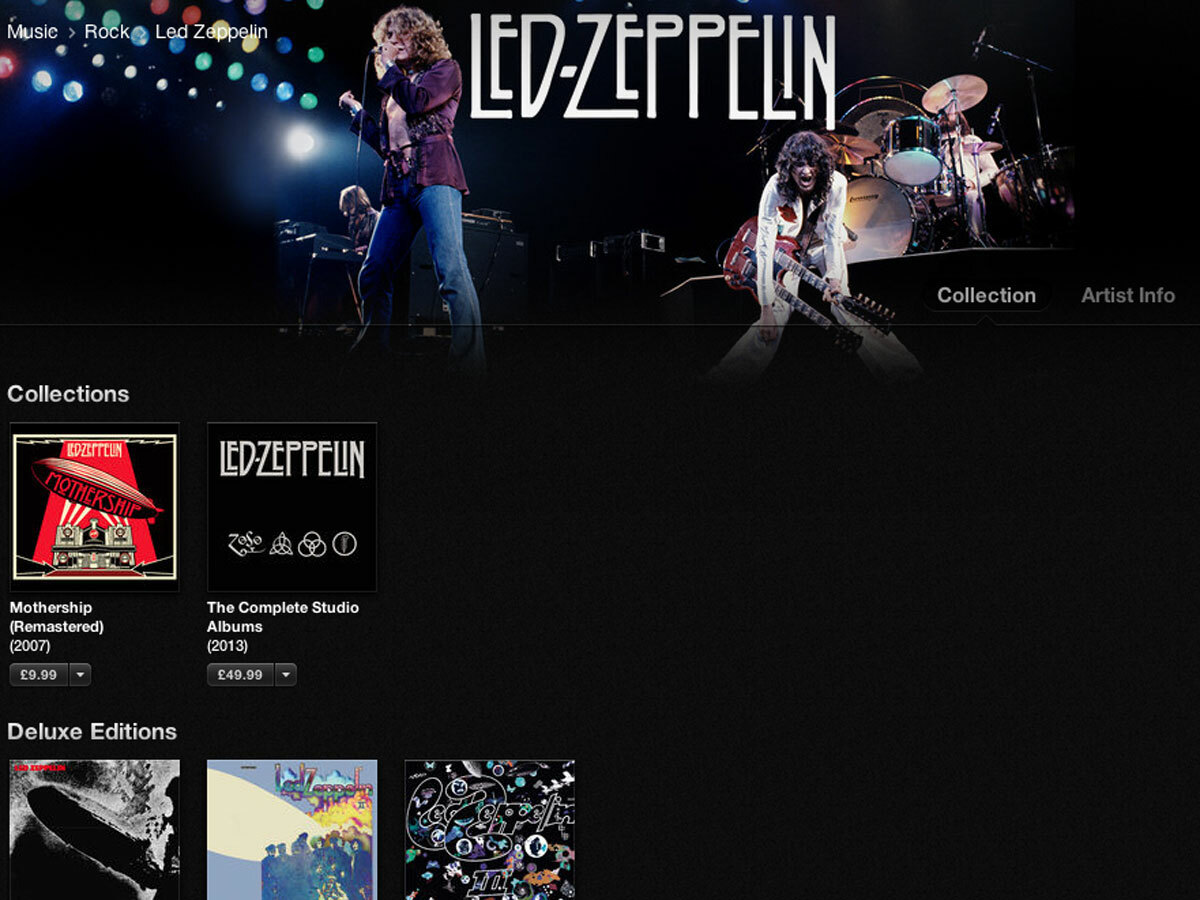 Led Zeppelin on iTunes today
