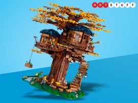 Lego Treehouse is a 3036-piece brick-based hideout with leaves made from actual plants