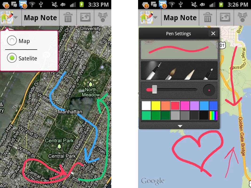 Map Note: doodle directions