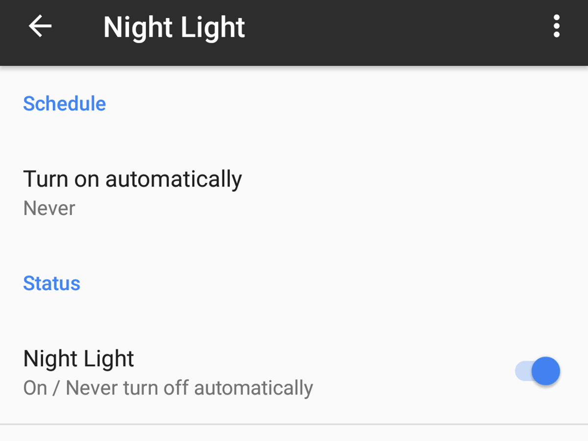 Like an iPhone, you get a night-time mode