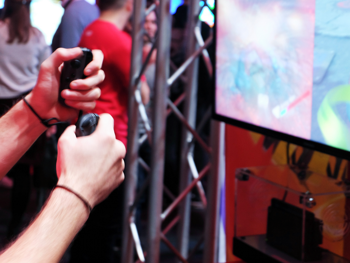 On the TV with the Joy-Cons