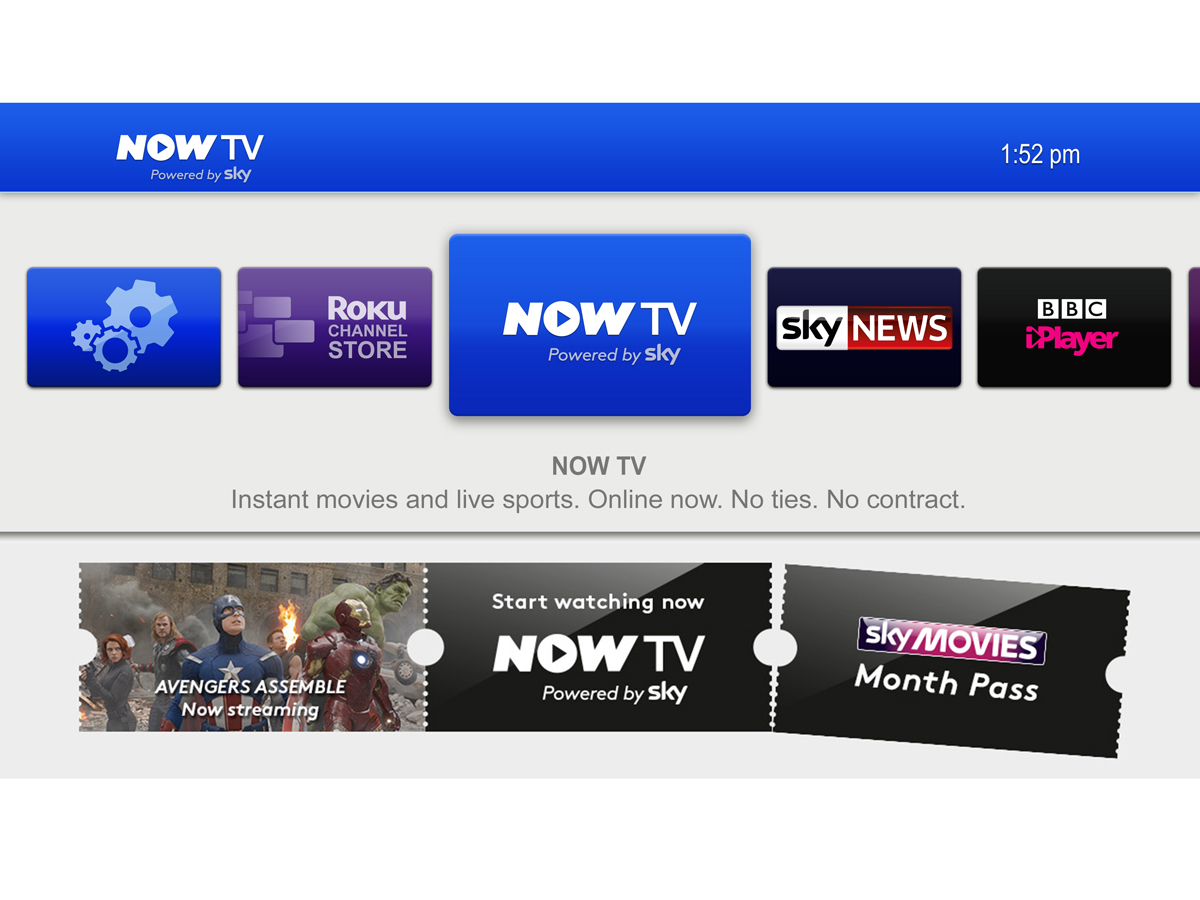 Sky Now TV Box interface