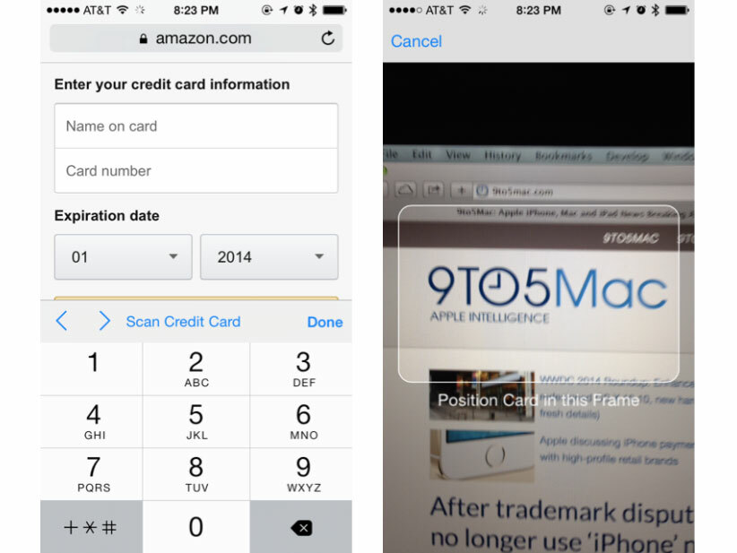 iOS 8 can scan your credit card for super-fast online payments