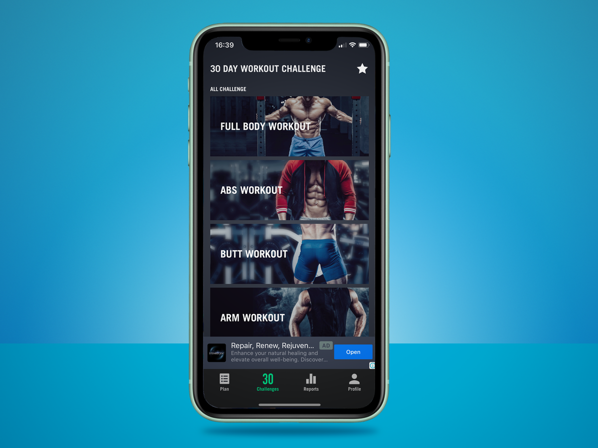 30 Day Fitness Challenge app on iPhone