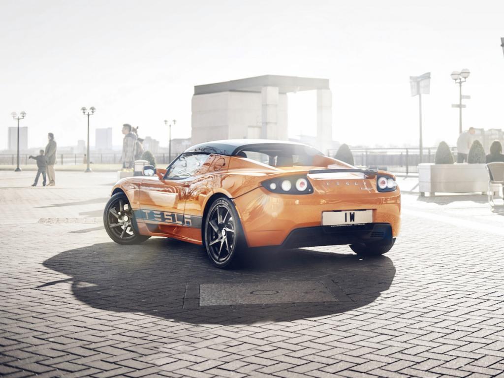 Tesla Roadster on road