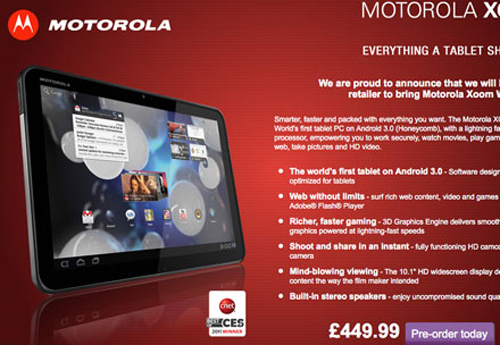 Motorola Xoom – official price revealed!