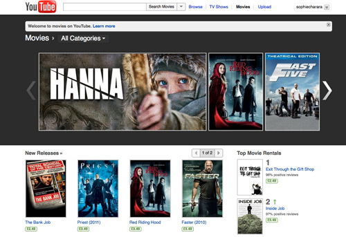 YouTube launches movie rentals