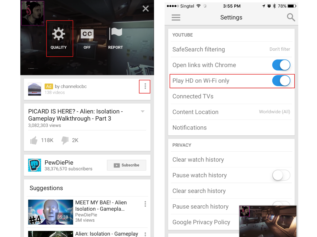 Streaming YouTube on high