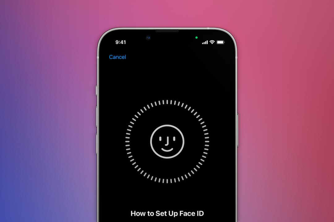 Apple iPhone with how to set up Face ID on the screen