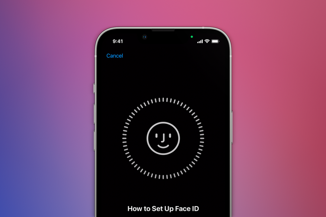 Apple iPhone with how to set up Face ID on the screen