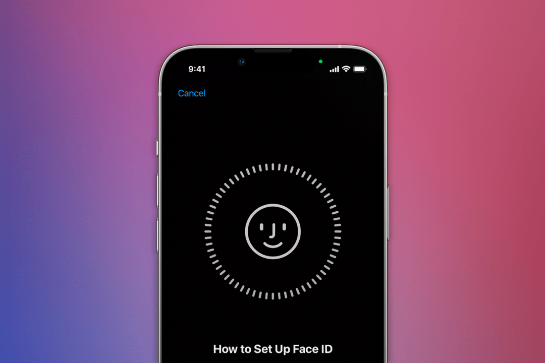 Apple iPhone with how to set up Face ID on the screen