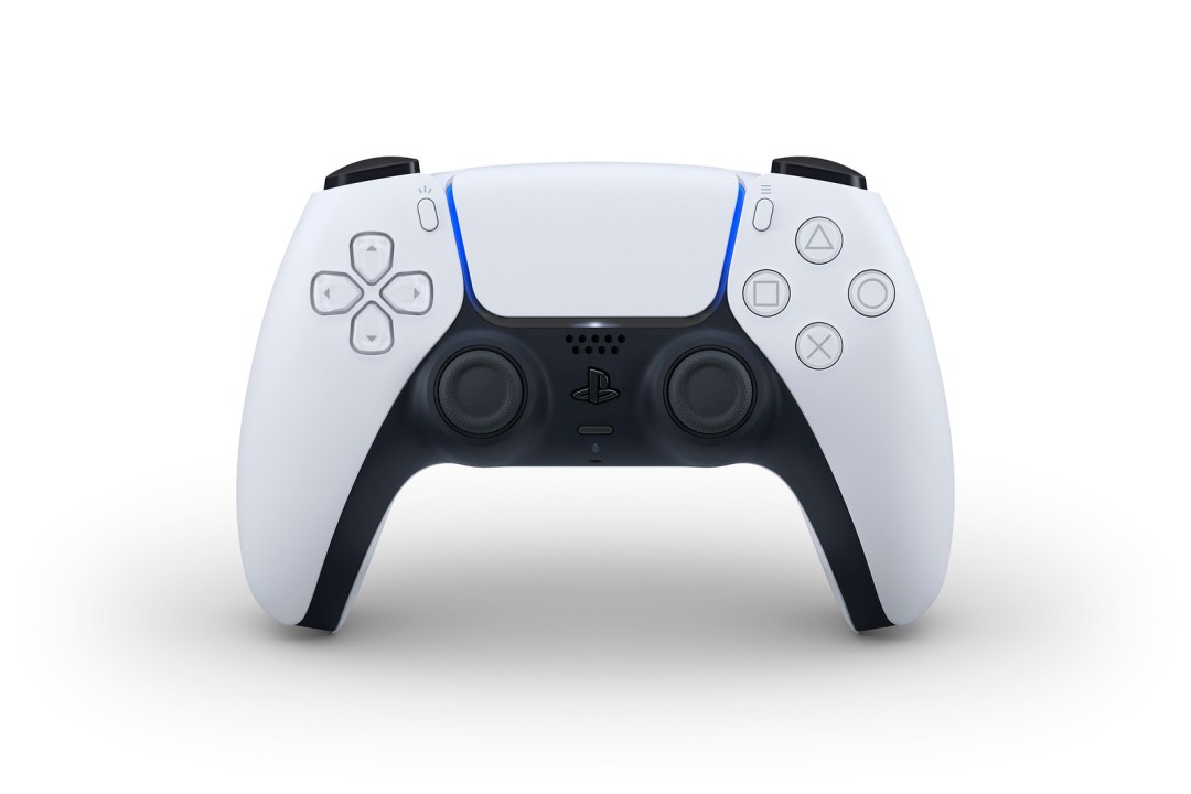 A Sony PlayStation controller against a white background