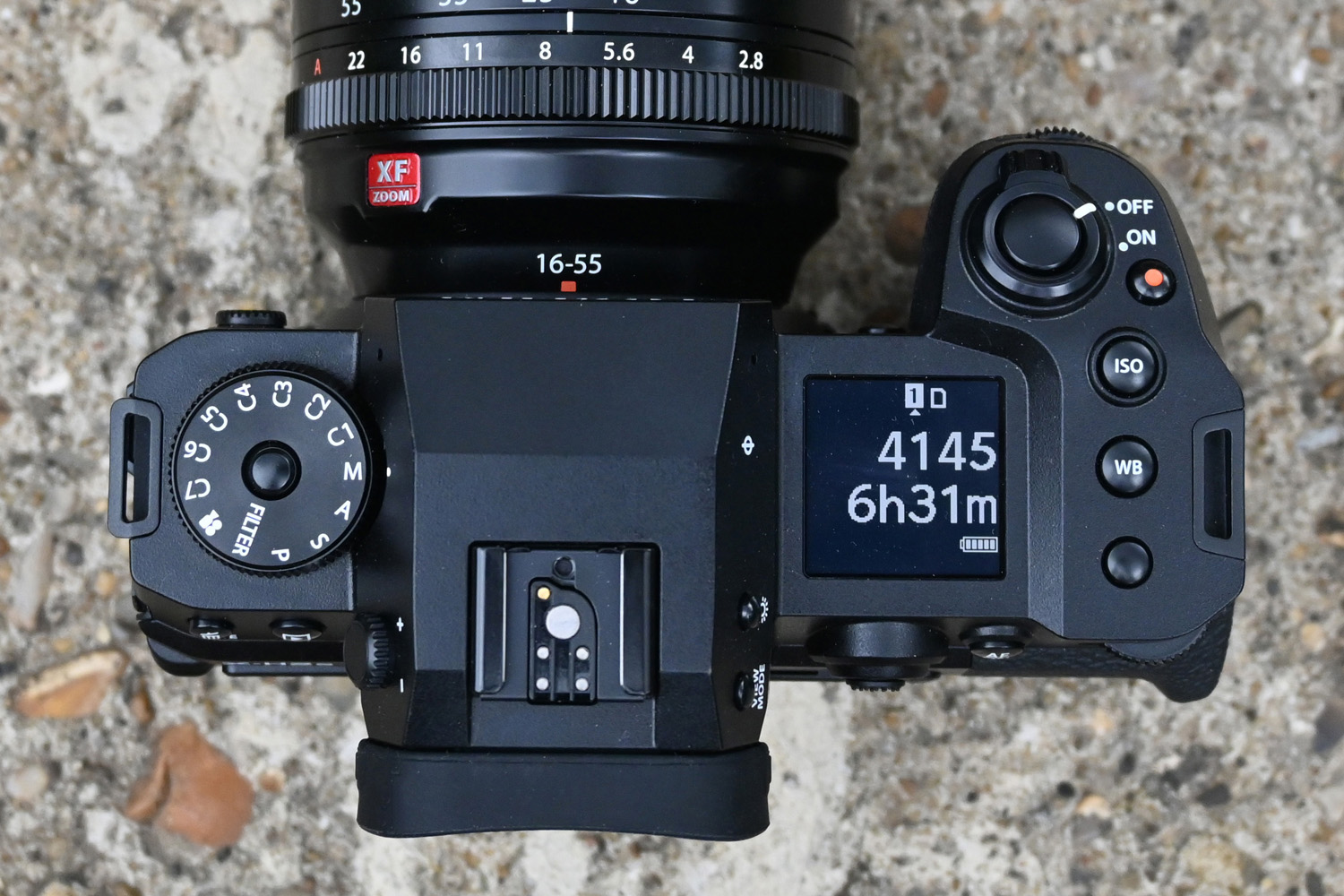Fuji X-H2S digital system camera top plate