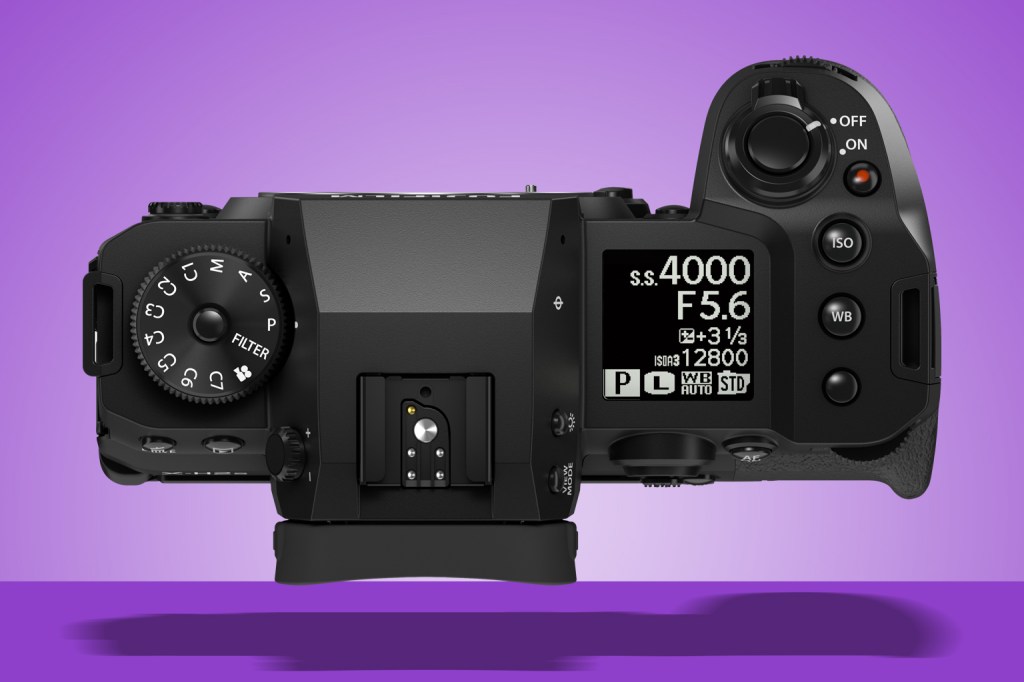 Stuff Fujifilm X-H2S camera top plate on purple background