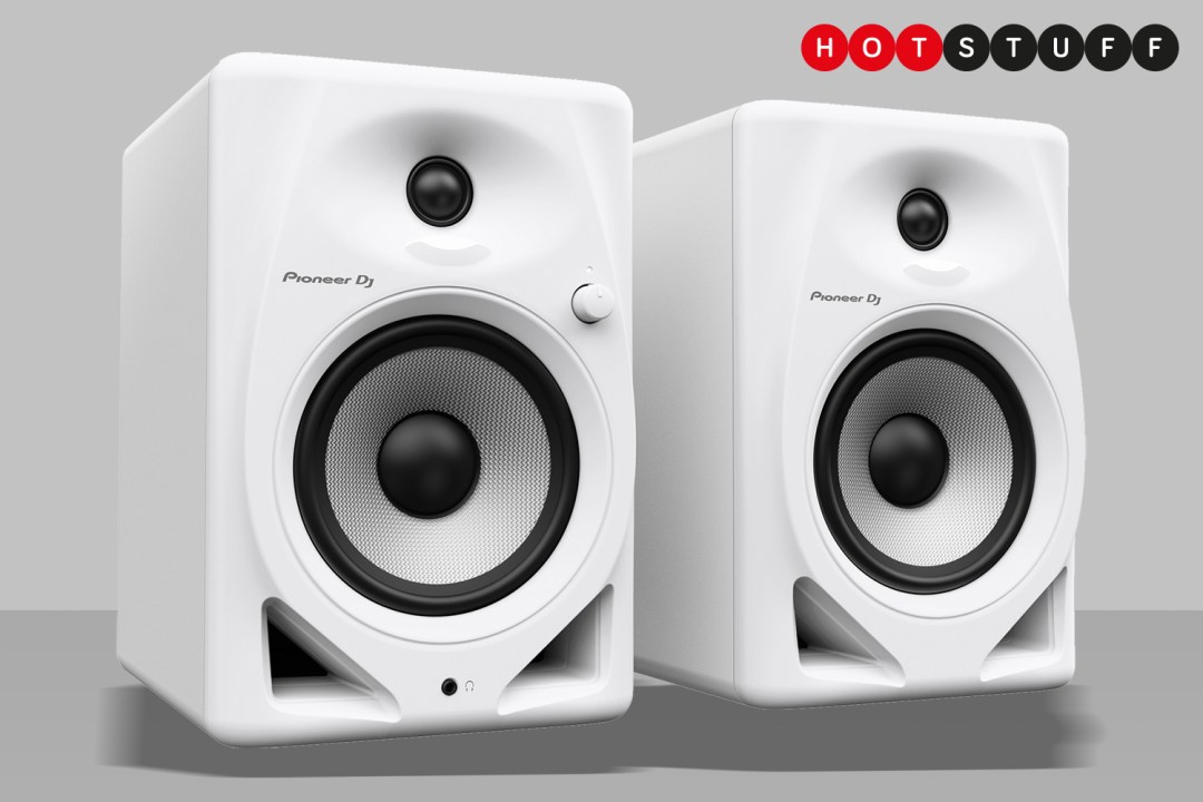 Hot Stuff Pioneer DJ DM 50D speakers on white background
