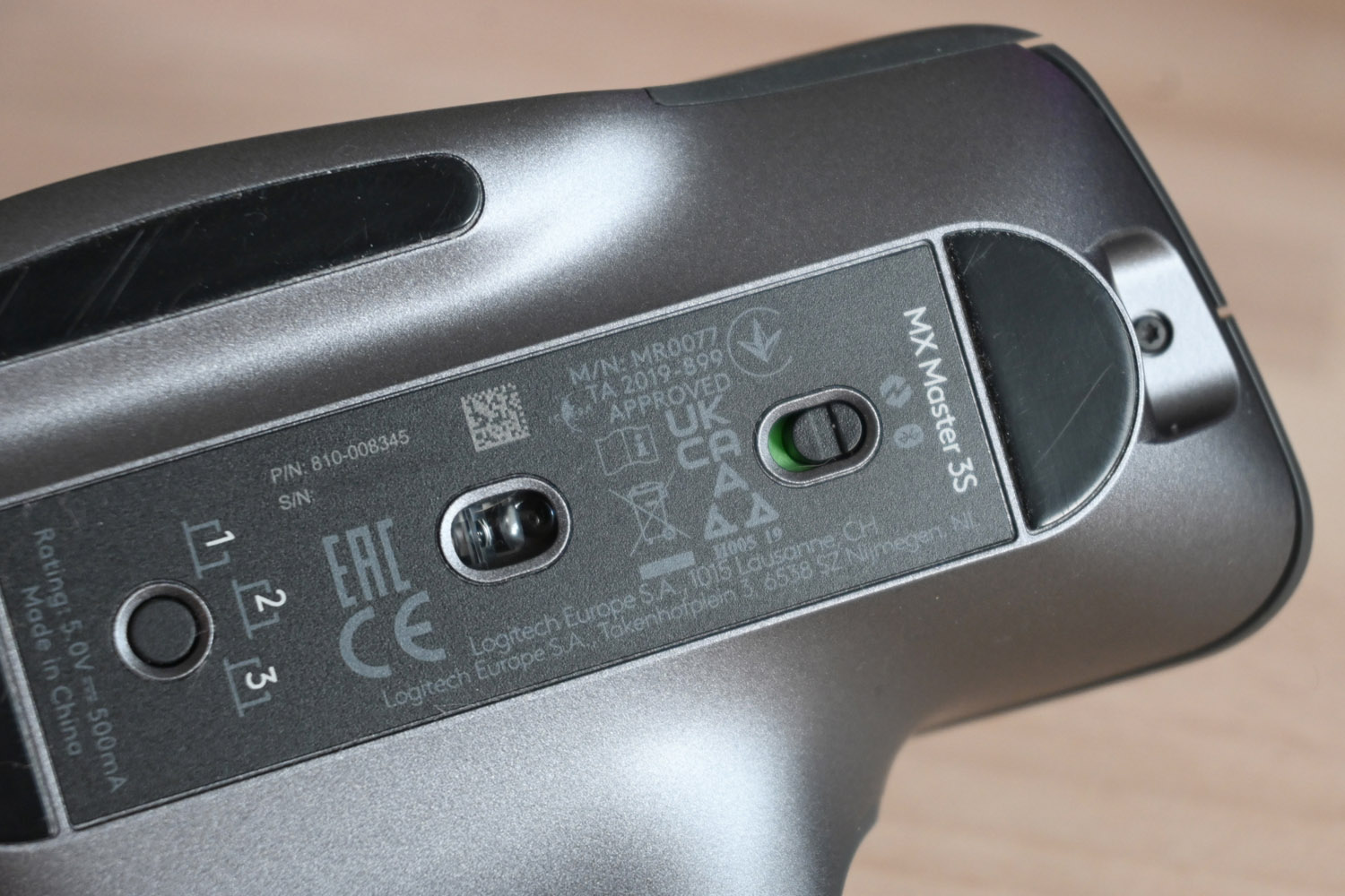 Stuff review Logitech MX Master 3S close-up on optical sensor