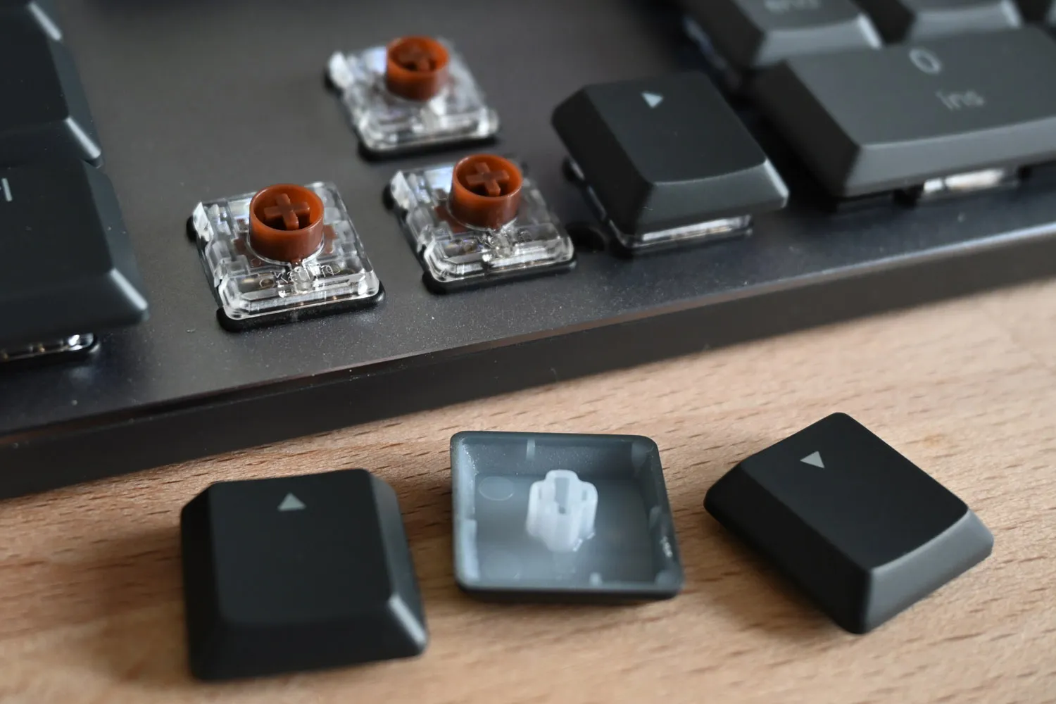 Stuff review Logitech MX Mechanical close-up of mechanical switches