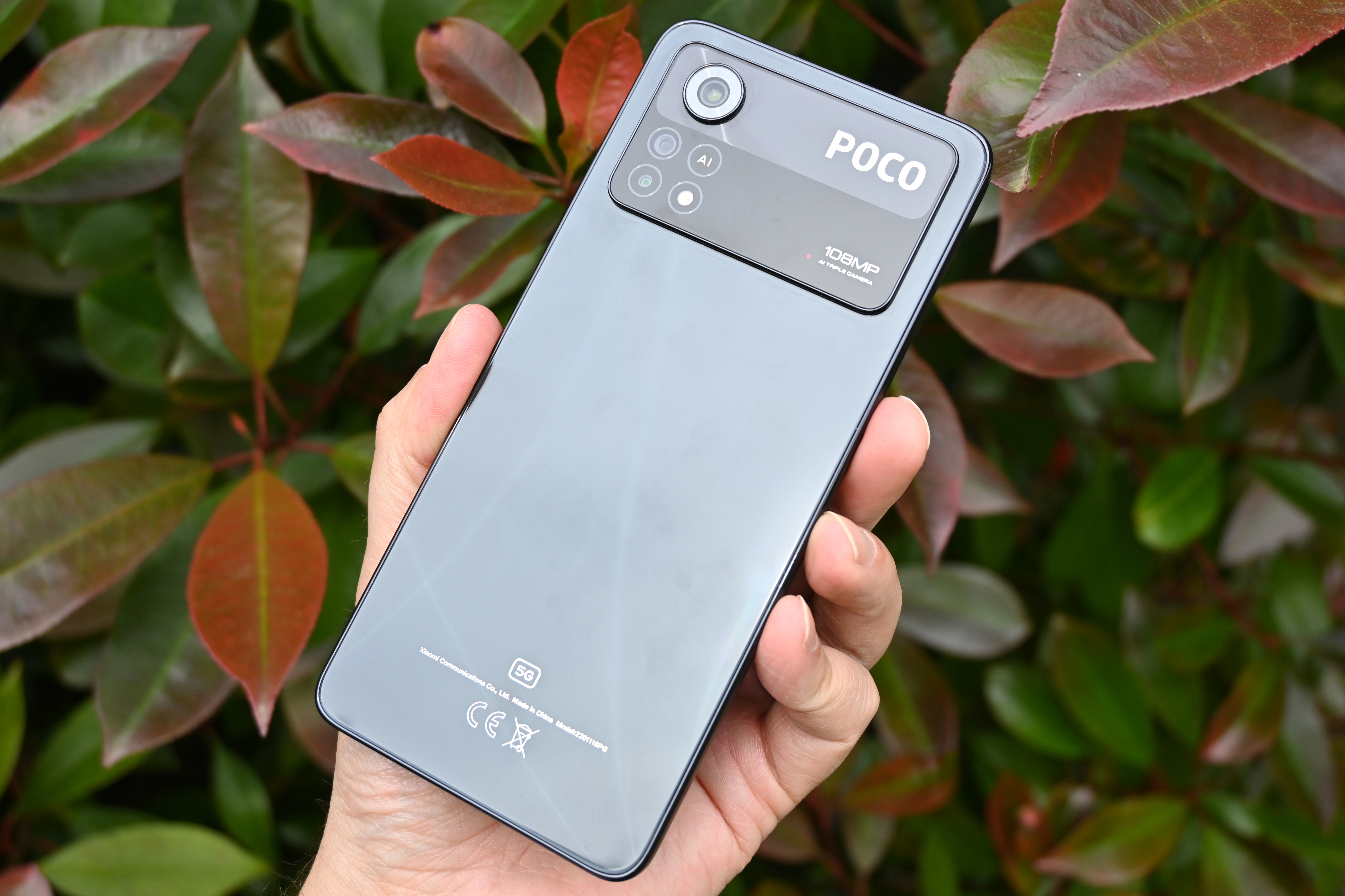 Stuff Poco X4 Pro 5G smartphone review - in hand rear