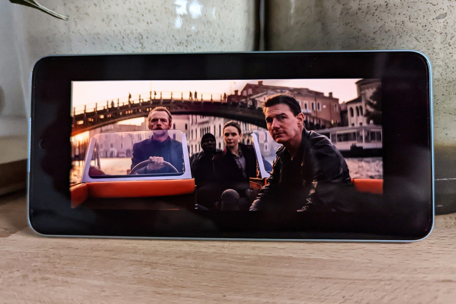 Stuff Xiaomi 12 Lite smartphone review playing Mission Impossible trailer group on a boat in venice