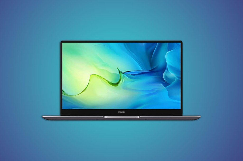 Huawei MateBook D 15 on blue background