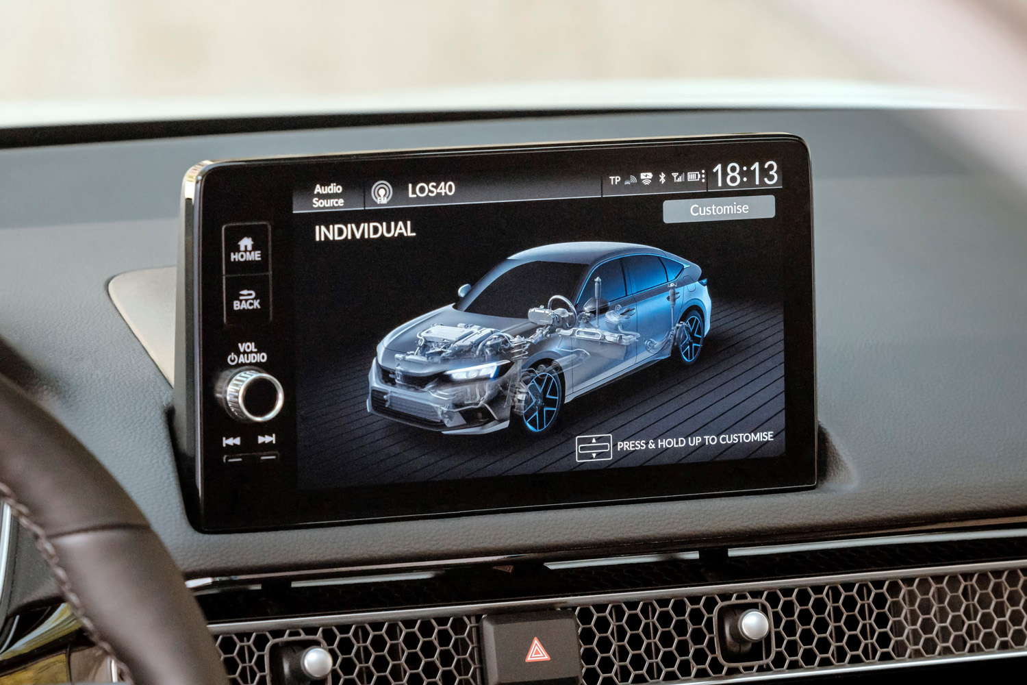 2022 Honda Civic e:HEVdrive mode screen on infotainment system