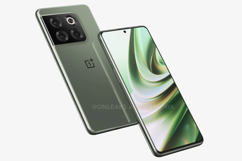OnePlus 10T rendered via Smartprix x OnLeaks at three quarters