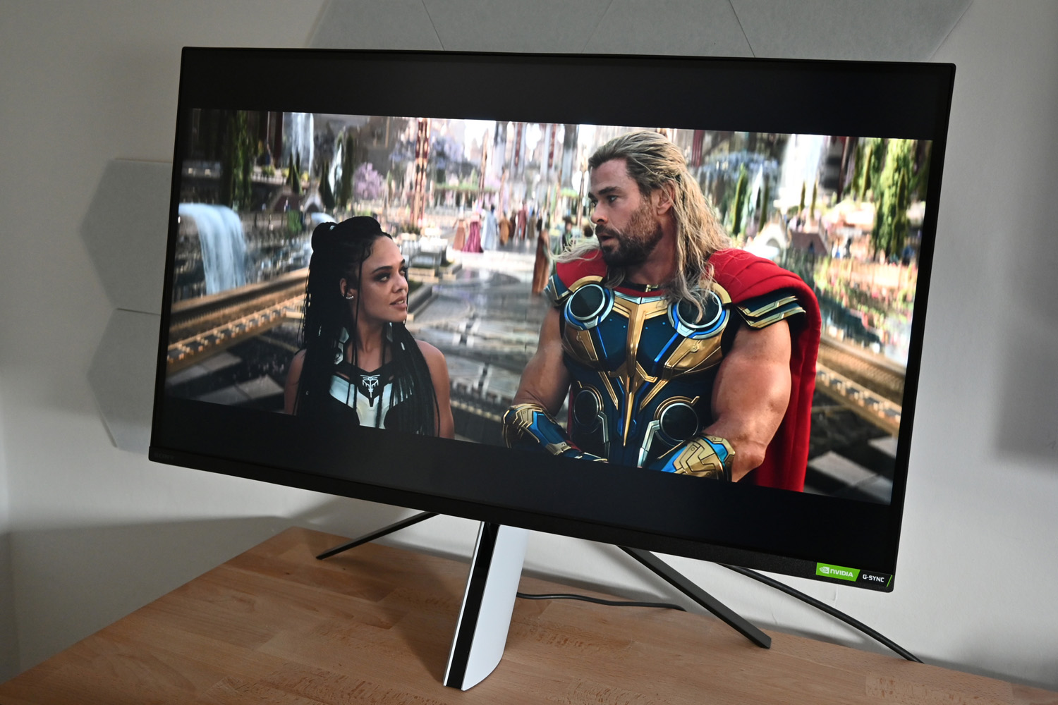 Sony InZone M9 monitor Playing Thor trailer