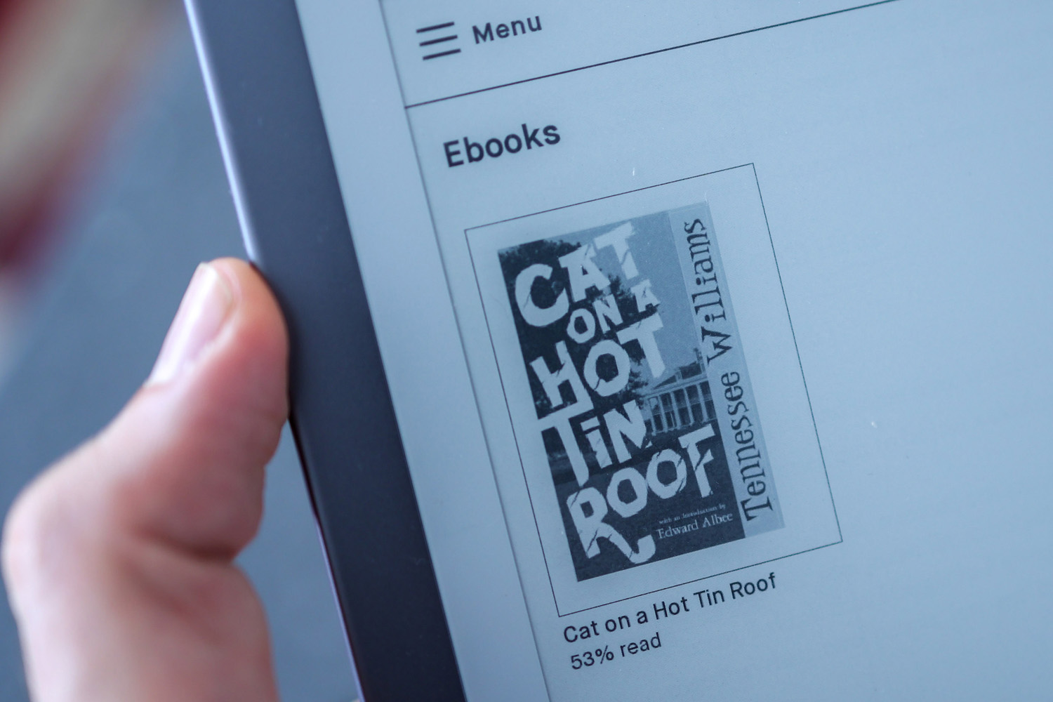 reMarkable 2 e-reader displaying ebook library