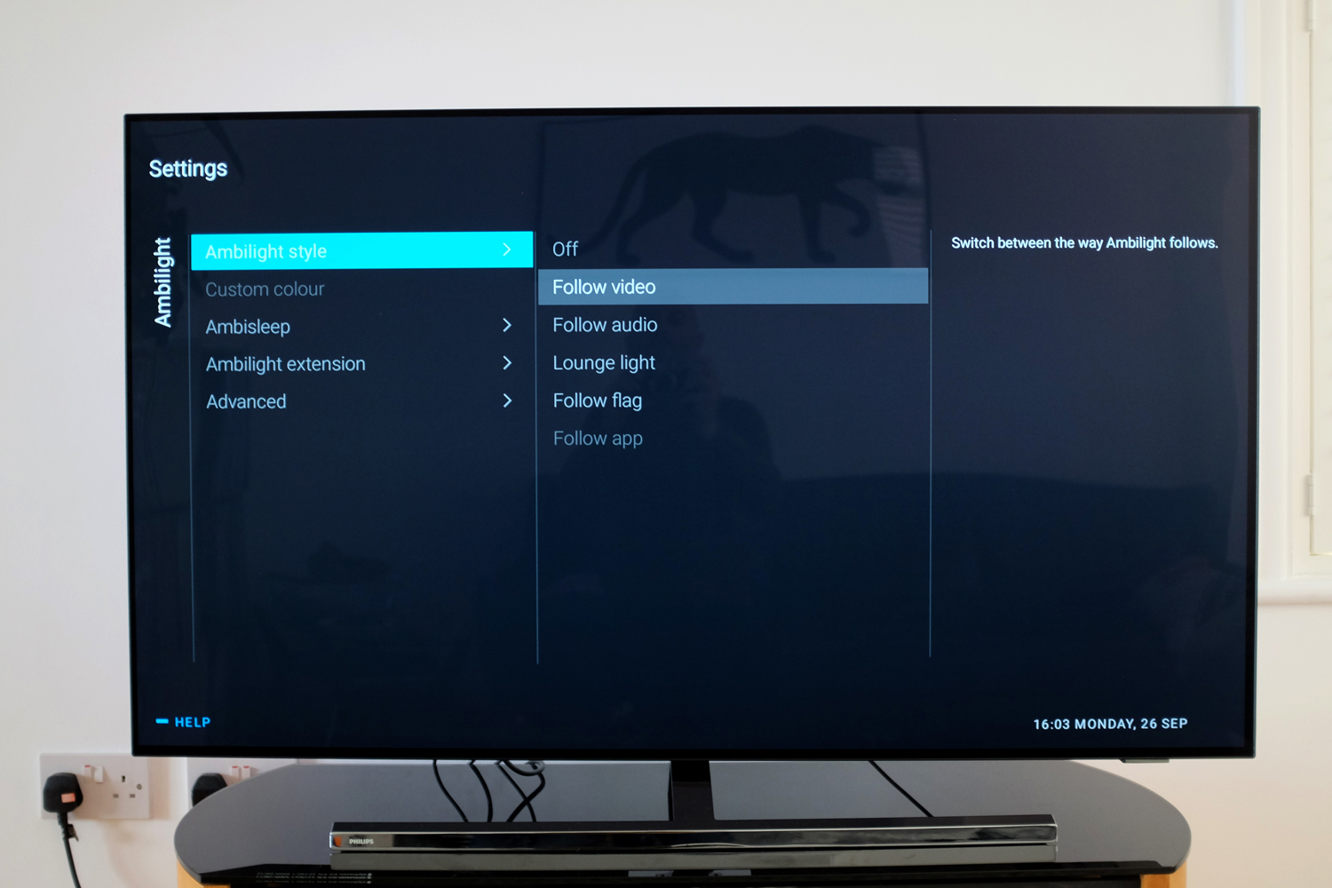 Philips 55OLED807 menus