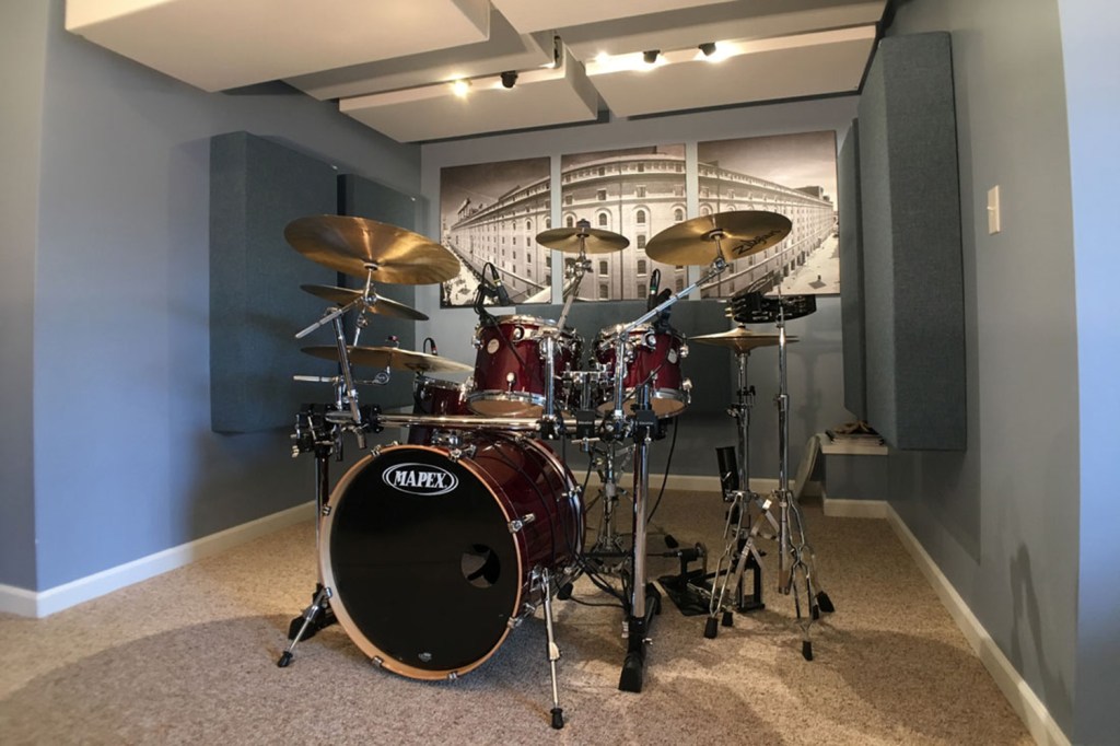 GIK Acoustics 244 Bass Traps with drum kit