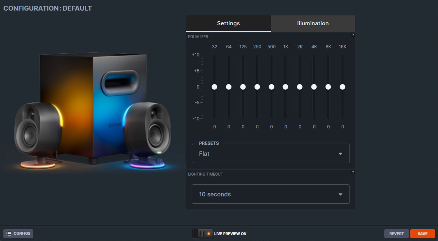 Steelseries Arena 7 GG software EQ settings