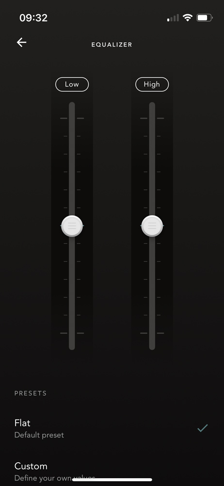 Devialet Mania companion app EQ settings