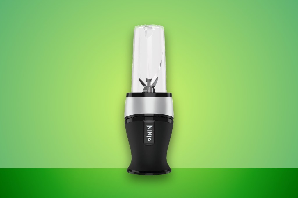 Ninja's Nutri Slim Blender against green background