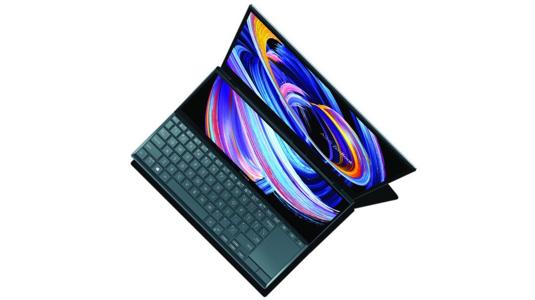 An Asus Zenbook 14 at a jaunty angle