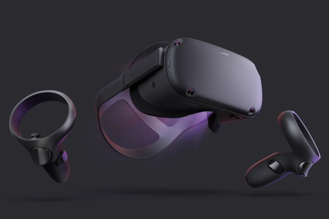 Original Oculus Quest VR headset against black background