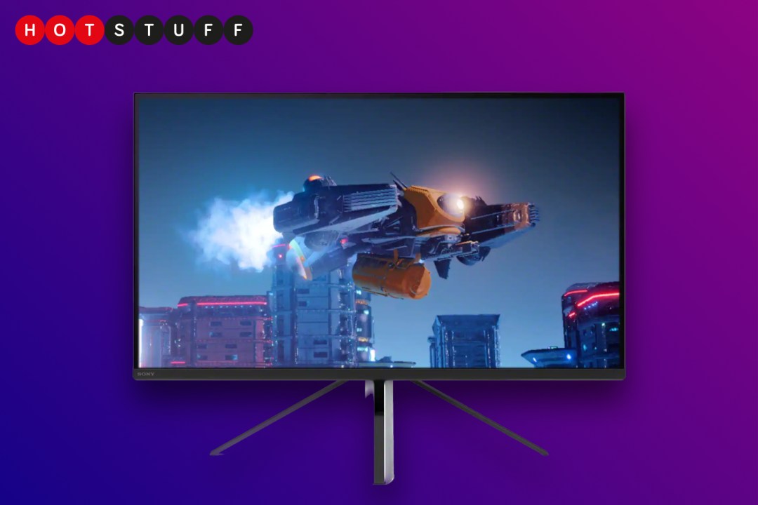 Sony InZone M3 gaming monitor against purple background